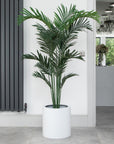 Artificial Paradise Palm Tree in White Round Planter – Tall Faux Indoor Palm Plant
