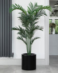 Artificial Paradise Palm Tree in Black Round Planter – Tall Faux Indoor Palm Plant