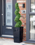 Artificial Buxus Spiral Topiary in Black Planter